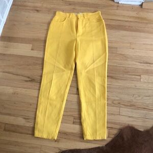 Vintage Vis a vis Byblos yellow high waisted yellow textured pants size 44